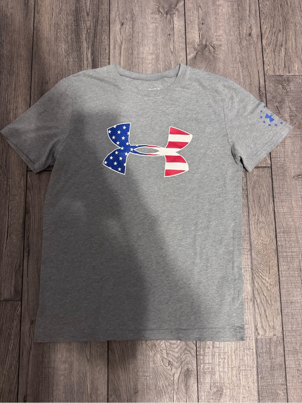 Under Armour Gray Tee with American Flag Logo